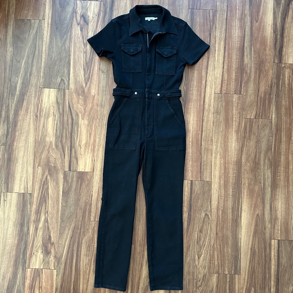 Good American Black Short-Sleeve Utility Jumpsuit